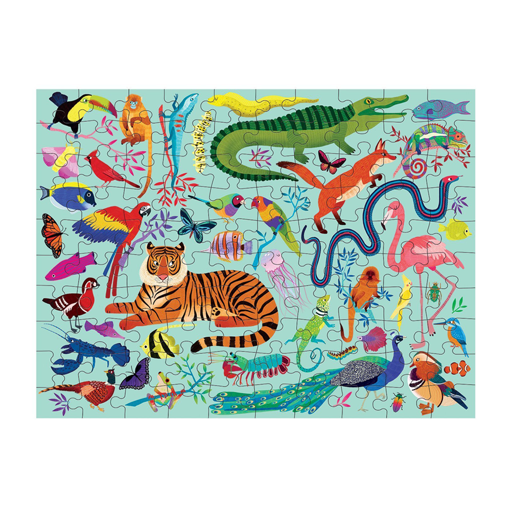 Mudpuppy Double Sided 100 Piece Puzzle Animal Kingdom