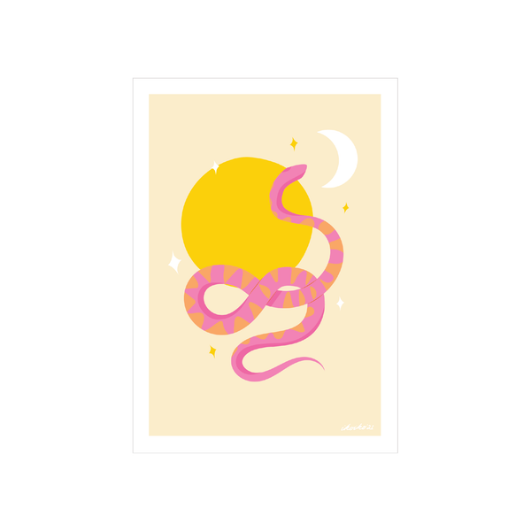 Iko Iko A4 Art Print Solstice Snake Pink