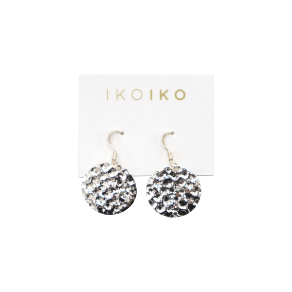Iko Iko Earrings Round Hammered Silver