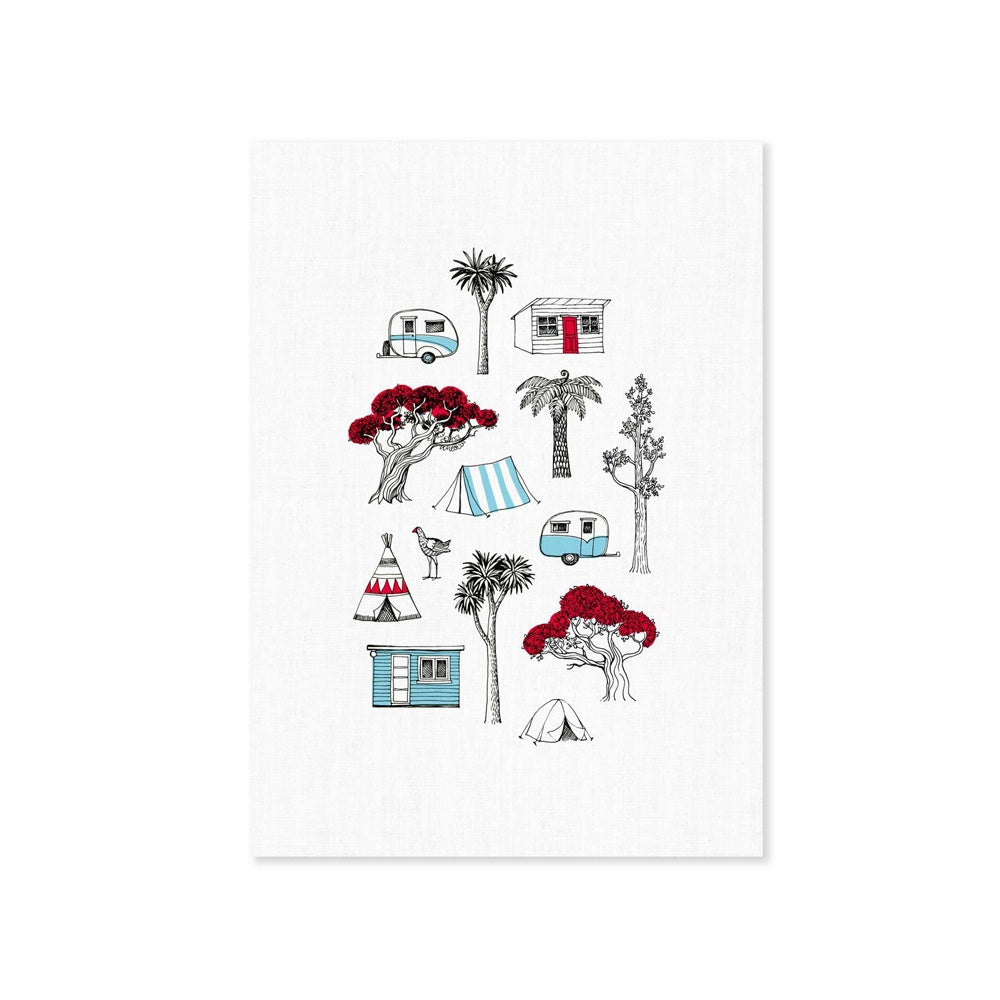 Wolfkamp and Stone Tea Towel Camping