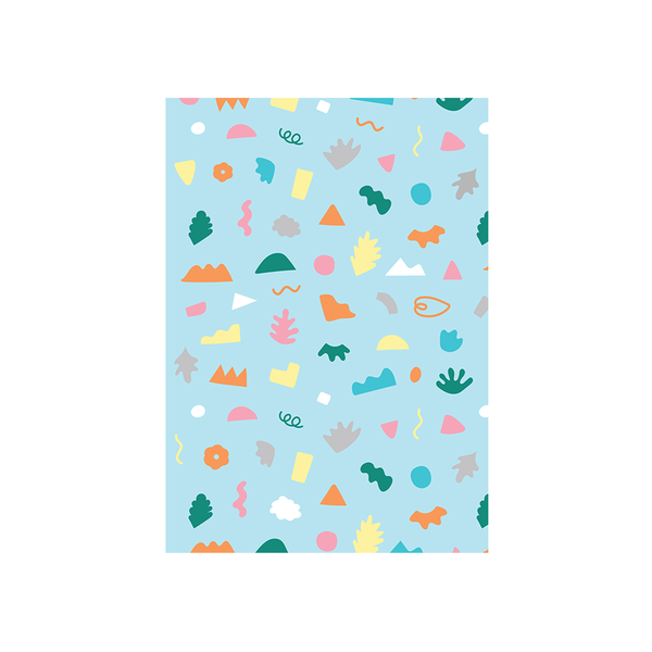 Iko Iko Abstract Card Shapes and Squiggles Light Blue