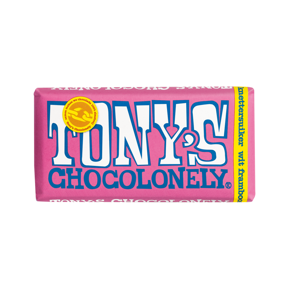 Tony's Chocolonely 180g White Chocolate Raspberry Popping Candy