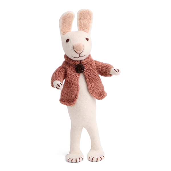 En Gry & Sif Fair Trade Felt Big Bunny White with Rose Jacket
