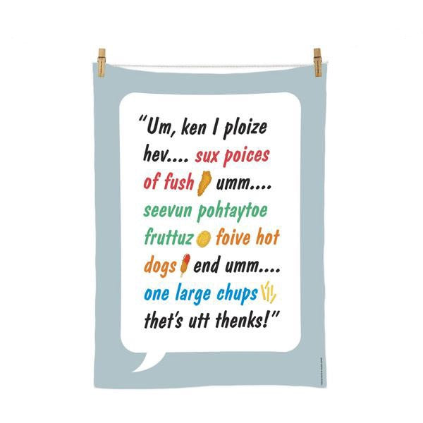 Glenn Jones NZ Tea Towel Fush and Chups