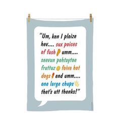 Glenn Jones NZ Tea Towel Fush and Chups