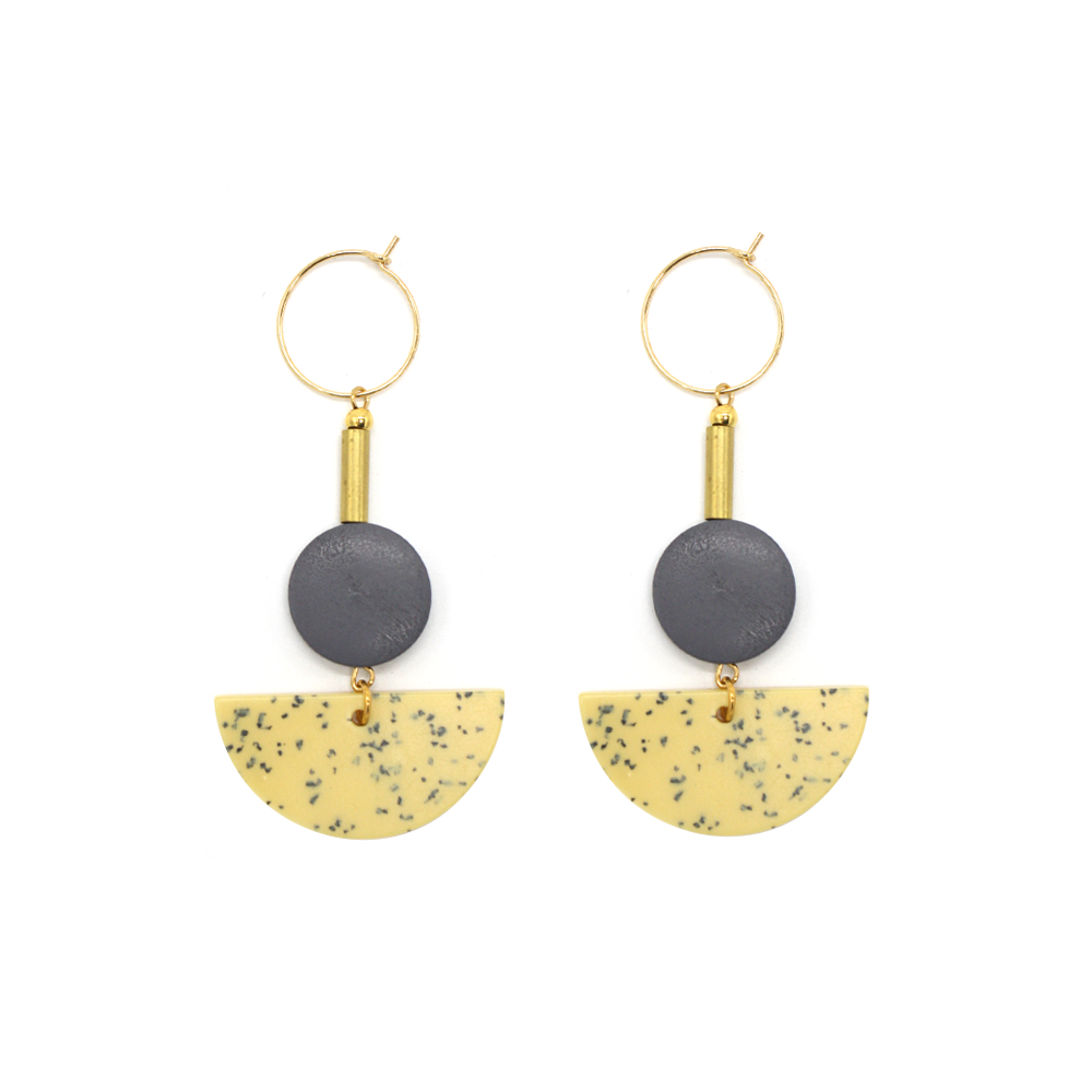 Penny Foggo Earrings Speckle Semicircle Yellow