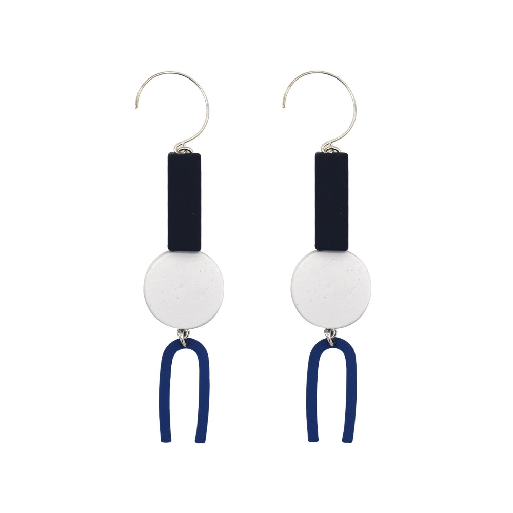 Penny Foggo Earrings U Shapes White and Blue