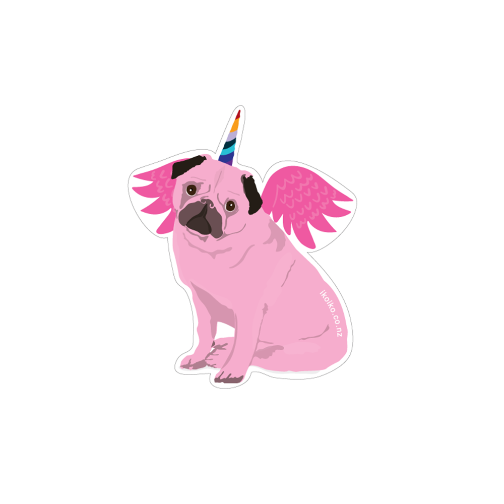 Iko Iko Fun Size Sticker Unicorn Pug