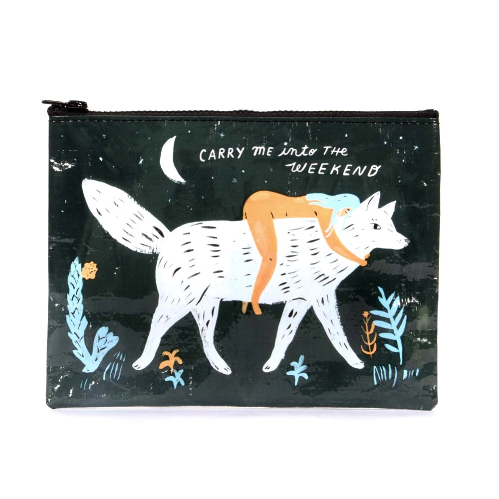 Blue Q Zipper Pouch Carry Me Into The Weekend