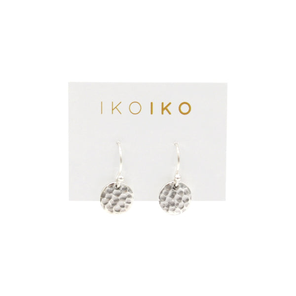 Iko Iko Earrings Hammered Disc Silver