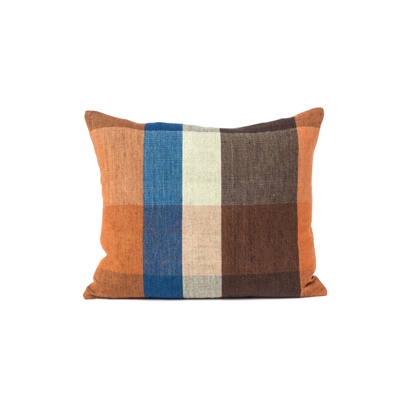 Citta Cabin Linen Cushion Cover Navy Multicolour