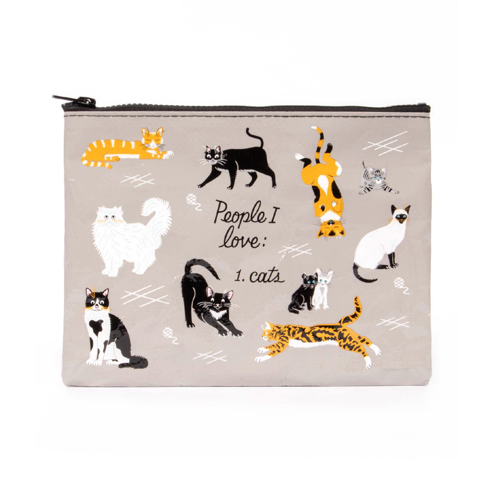 Blue Q Zipper Pouch People I Love Cats