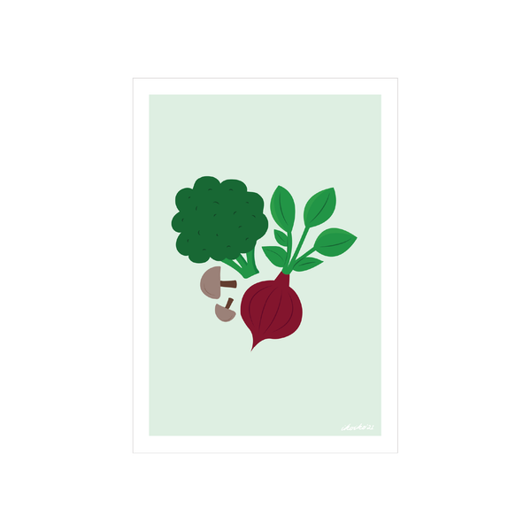 Iko Iko A4 Art Print Beetroot and Broccoli