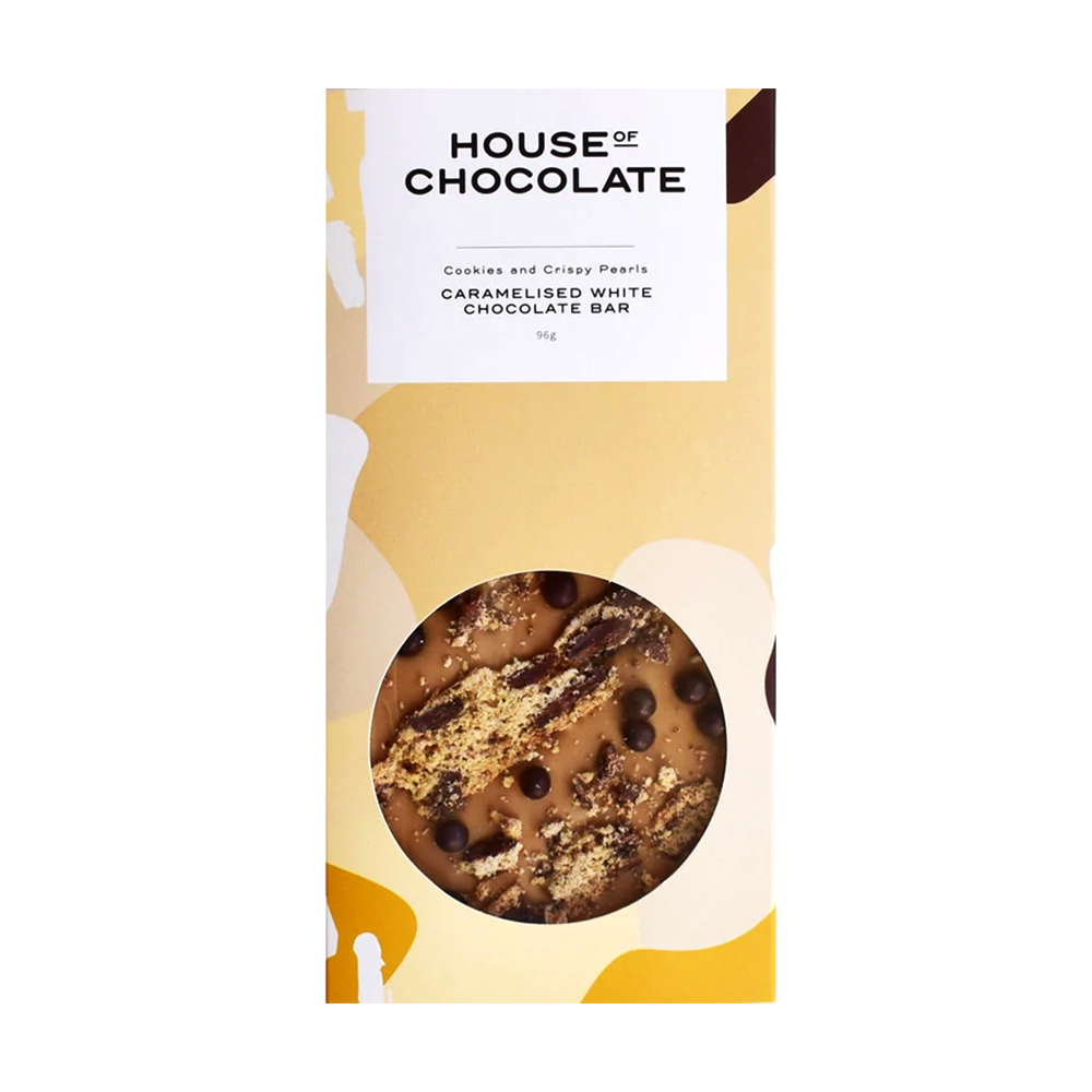 House of Chocolate Cookies and Crispy Pearls Caramelised White Chocolate Bar 96g