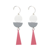 Penny Foggo Earrings Wooden Triangle Shapes Pink