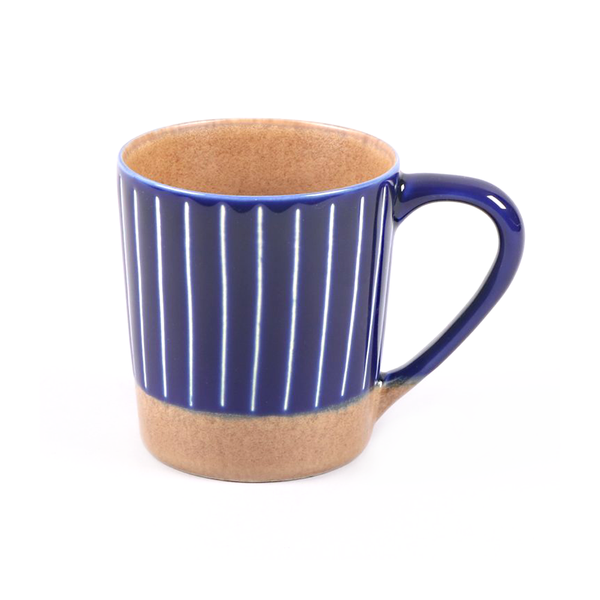 Ceramic Mug Stripe Blue White Terracotta