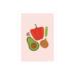 Iko Iko A4 Art Print Capsicum and Avocado