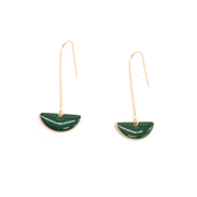 Penny Foggo Earrings Enamel Semicircle Drops Green Gold