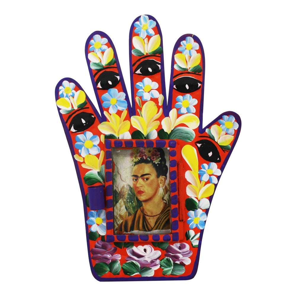 Mexican Tin Nicho Hand with Window Frida