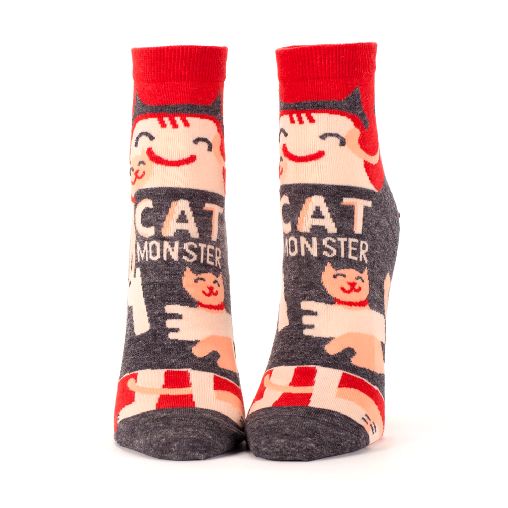 Blue Q Women's Ankle Socks Cat Monster