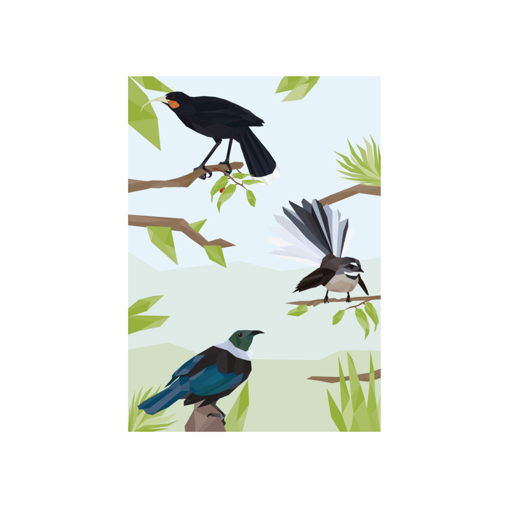 Iko Iko Geo Bird Card Three Birds