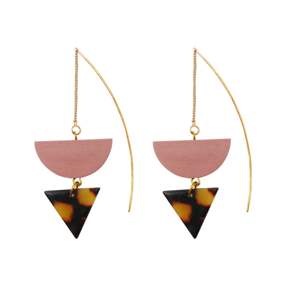 Penny Foggo Earrings Tortoiseshell Gold Threads Pink Semicircles