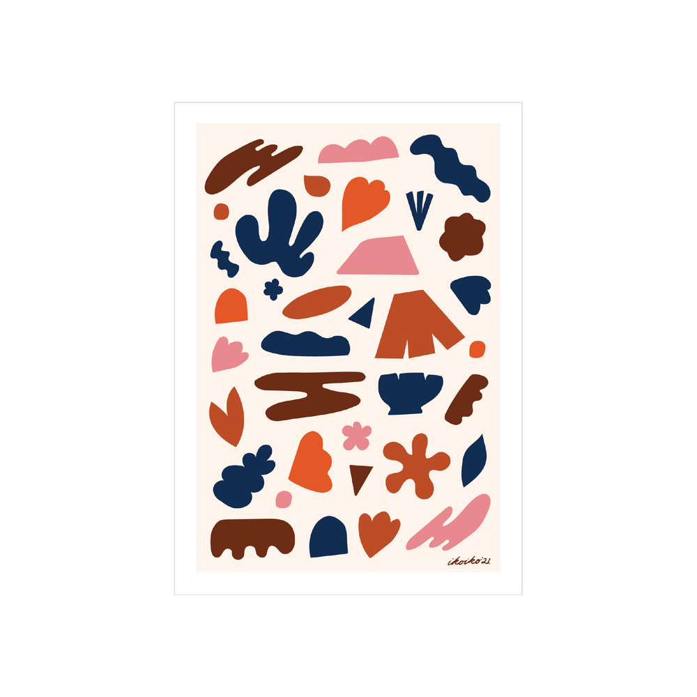 Iko Iko A4 Art Print Talula Shapes Navy