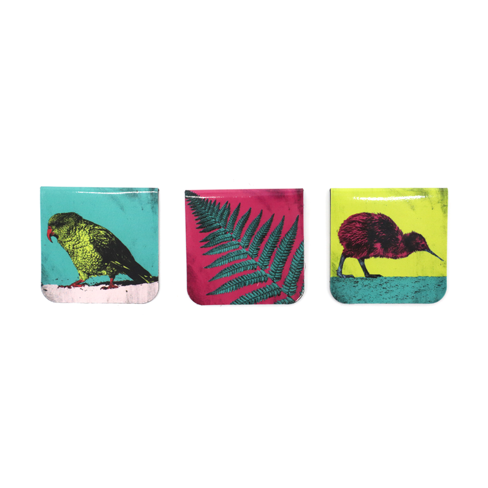 NZ Magnetic Bookmarks Set of Three Birds & Fern