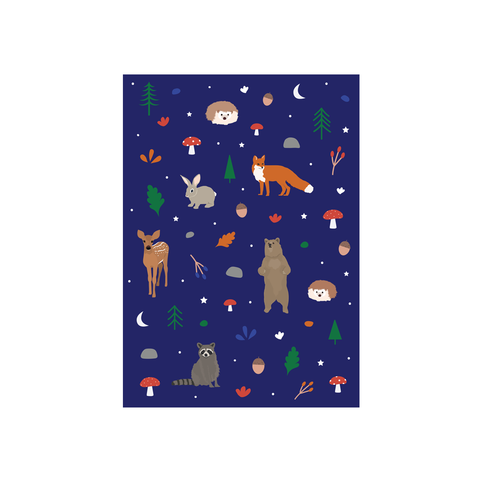Iko Iko Card Animal Pattern Woodland Navy