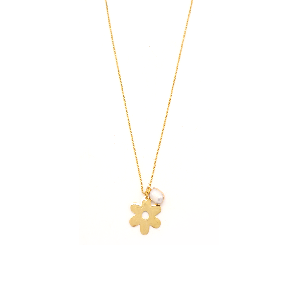 Penny Foggo Necklace Flower and Pearl Gold