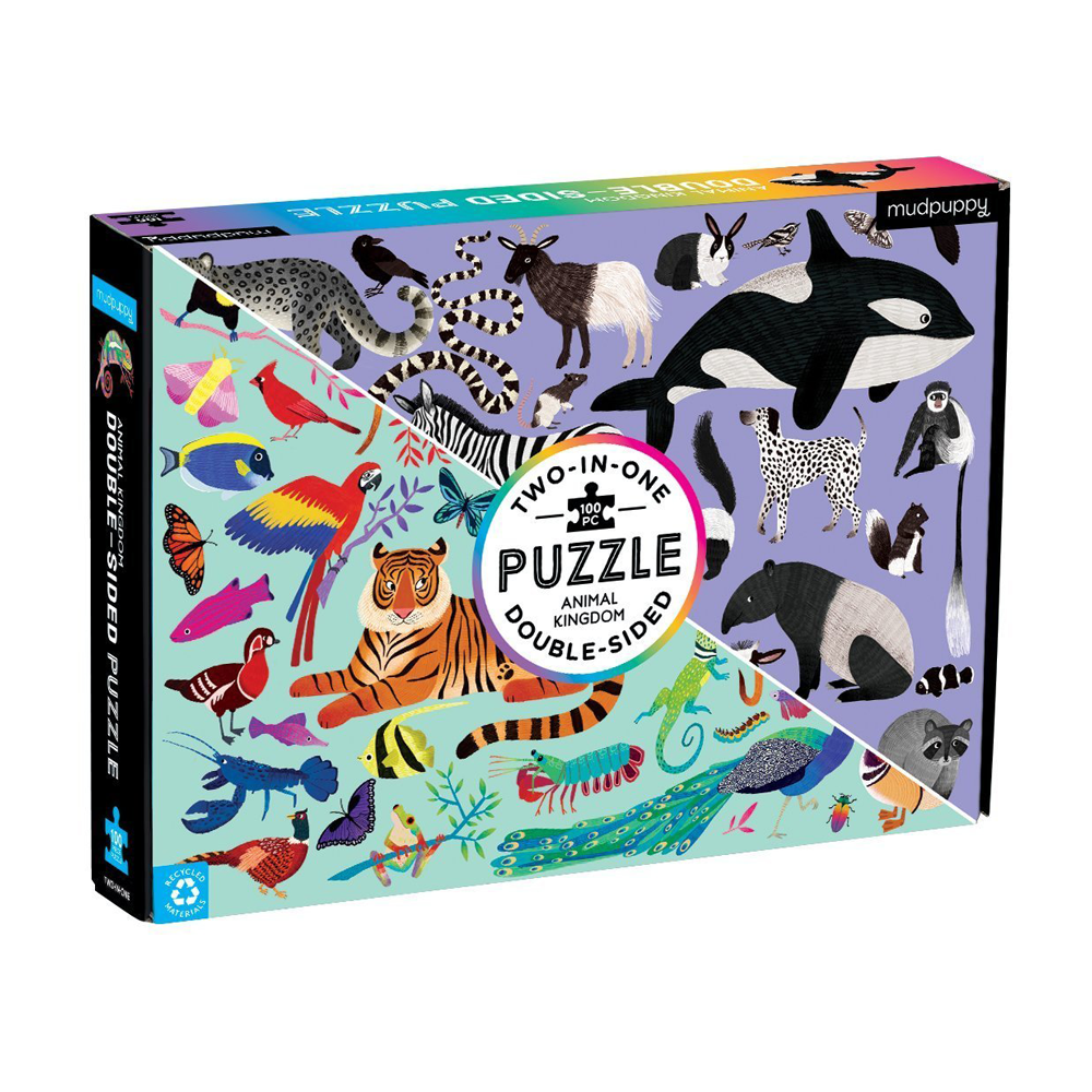Mudpuppy Double Sided 100 Piece Puzzle Animal Kingdom
