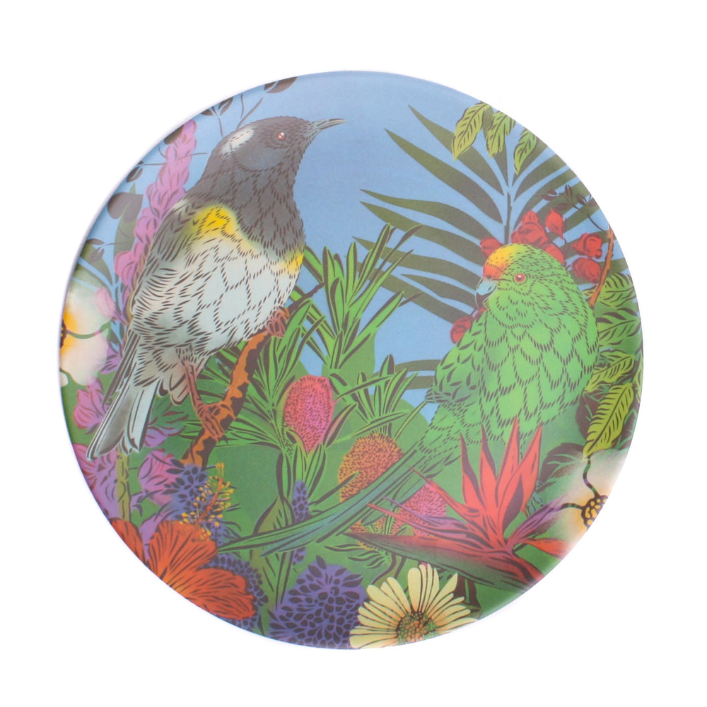 Nz Bird Bamboo Plate Hihi and Kakariki