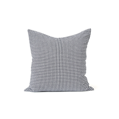Citta Gingham Washed Cotton Cushion Cover Navy