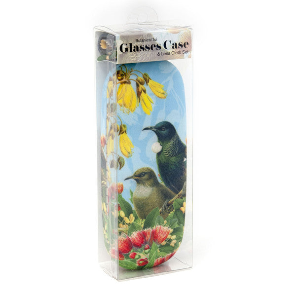 New Zealand Retro Glasses Case Botanical Tūī