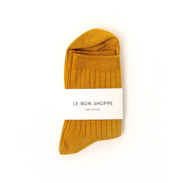 Le Bon Shoppe Socks Her Lurex Glitter Mustard