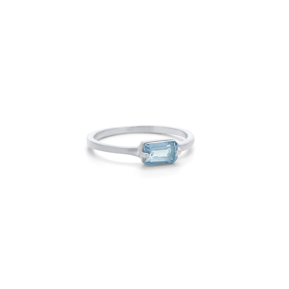 Kerry Rocks Baguette Ring Blue Topaz Silver