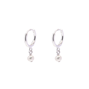 Iko Iko Earrings Huggy with Pearl Silver