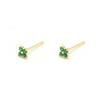 Iko Iko Studs Four Petal Flower Green CZs Gold