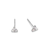 Iko Iko Studs Three Petal Flower White Opalite Silver