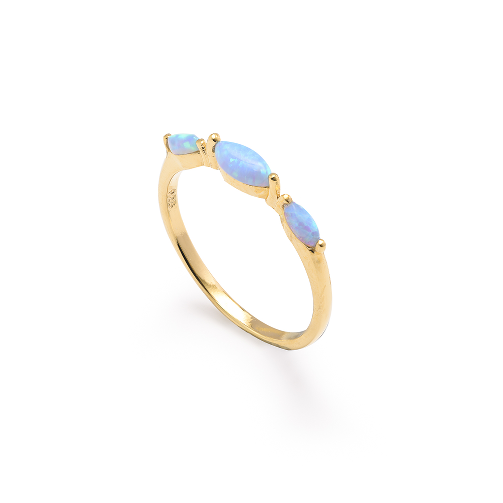 Iko Iko Ring Trio Opalite Blue Gold