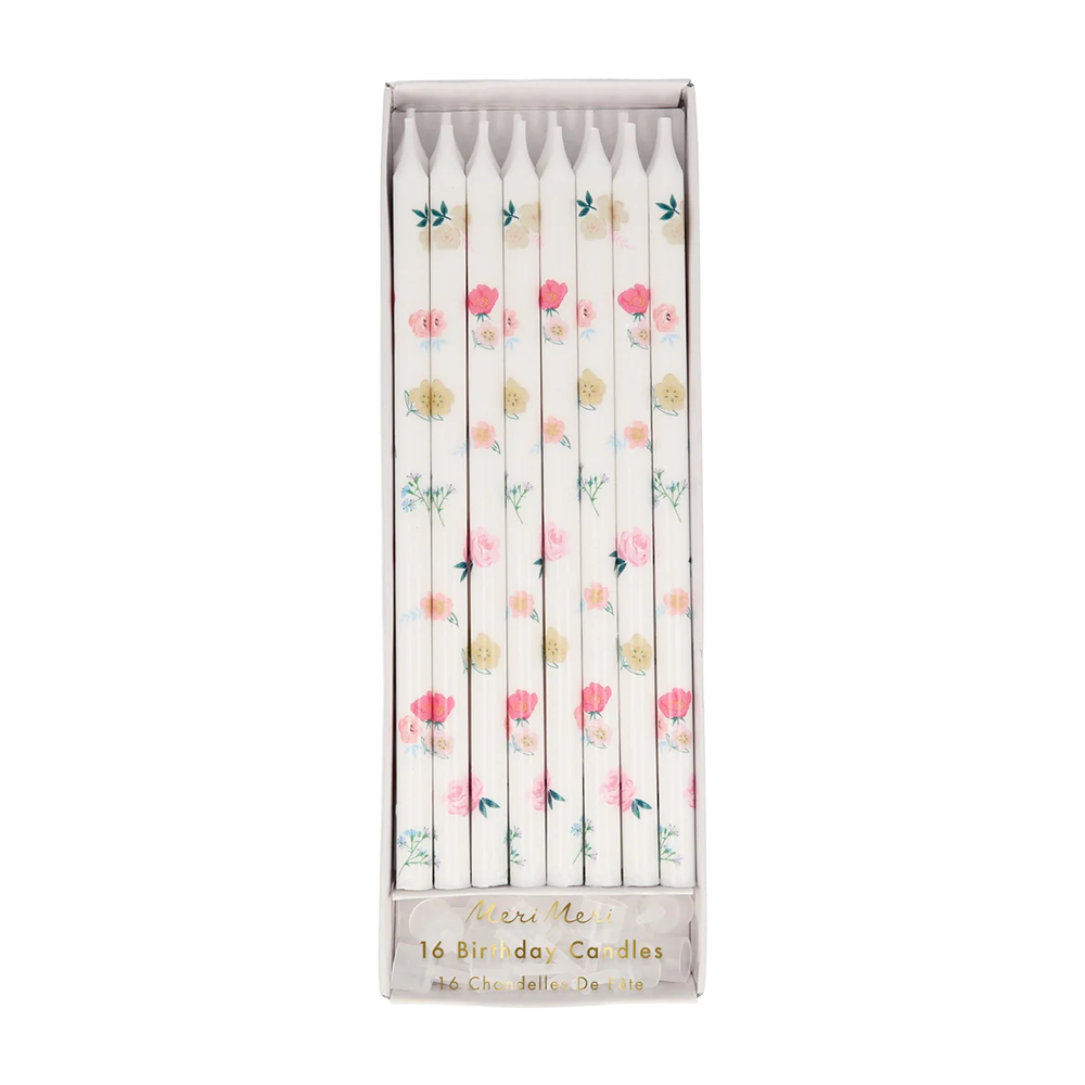 Meri Meri Tapered Floral Birthday Candles set of 16