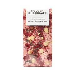 House of Chocolate Raspberry Hazelnut and Cacao White Chocolate Bar 96g