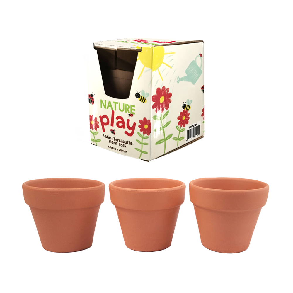 Nature Play Mini Terracotta Pots Pack of 3