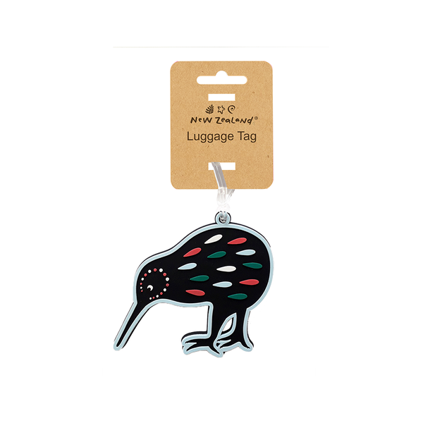 Luggage Tag Black Stylised Kiwi