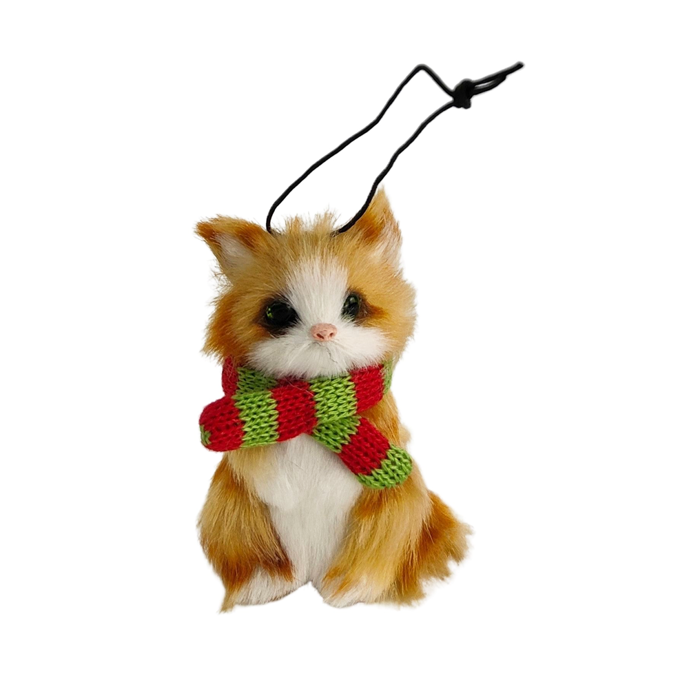 Christmas Decoration Cat with Scarf Orange