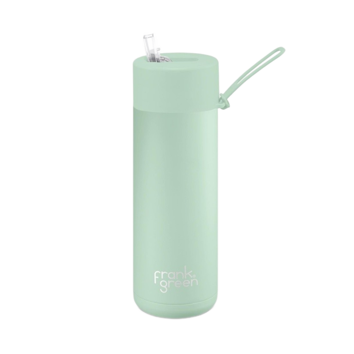 Frank Green Reusable Bottle with Straw Lid & Strap 20oz Mint Gelato